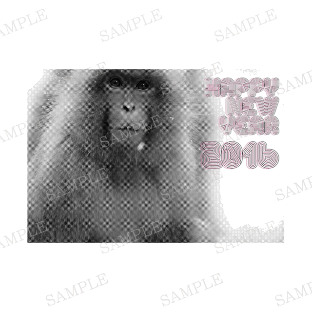 コミック風 ハーフトーンのお猿のnew Year カード No 1625 09 デザイナー年賀状21 丑年 うし年 オシャレデザイン即ダウンロード 格安印刷 Wtp企画株式会社