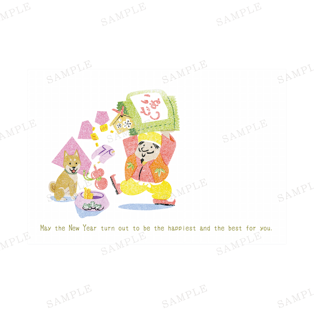 カジュアル年賀状 多色刷り版画 柴犬 大黒天 オシャレ No 1809 16 デザイナー年賀状21 丑年 うし年 オシャレデザイン 即ダウンロード 格安印刷 Wtp企画株式会社